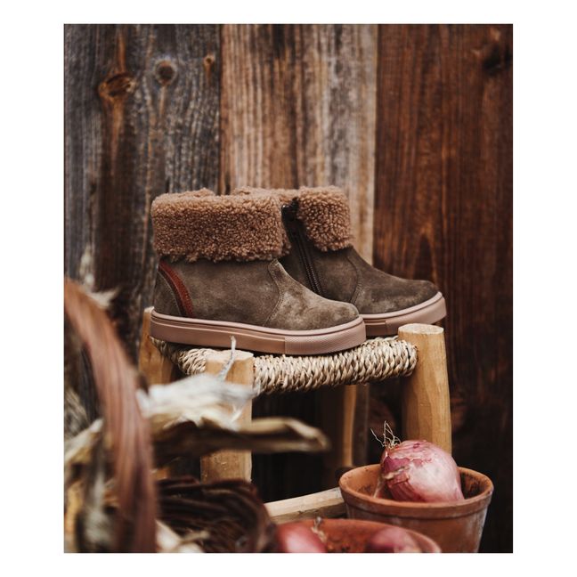 Gefütterte Boots Chubby Shearling Winter Wildleder | Khaki
