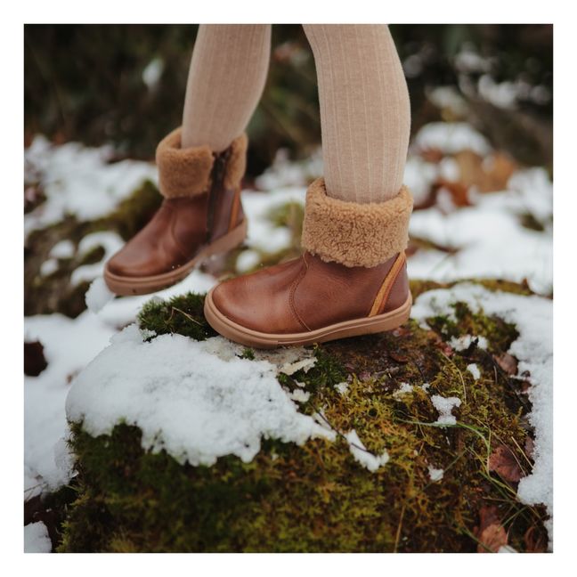 Winter Shearling Lined Chubby Boots Marrón