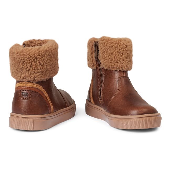 Winter Shearling Lined Chubby Boots Brown