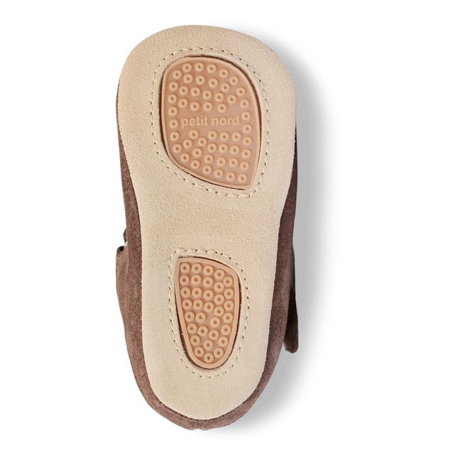 Ballerinas mit Klettverschluss aus Wildleder | Braun