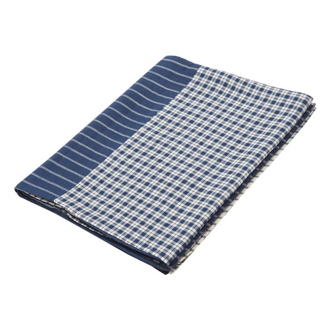 Patchwork Cotton Tablecloth Navy blue