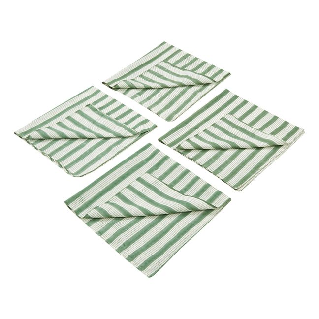 Hospet Hand Printed Cotton Napkins - Set of 4 Verde