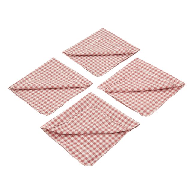 Serviette Mousson aus Baumwolle - 4er-Pack | Rot