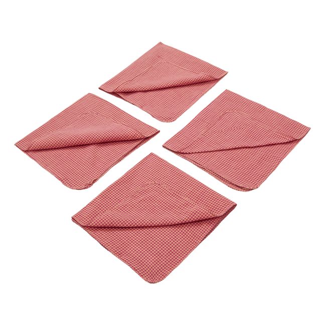 Simoun Hand Printed Cotton Napkins - Set of 4 Rojo