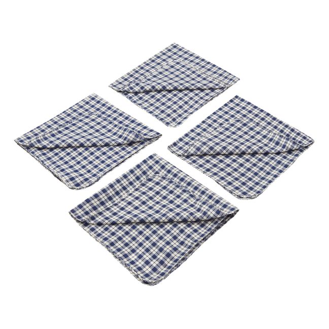 Lombarde Hand Printed Cotton Napkins - Set of 4 Navy blue
