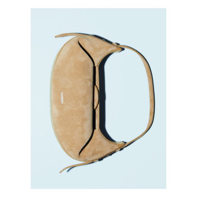 Mini Fortune Cookie Suede Bag | Camel