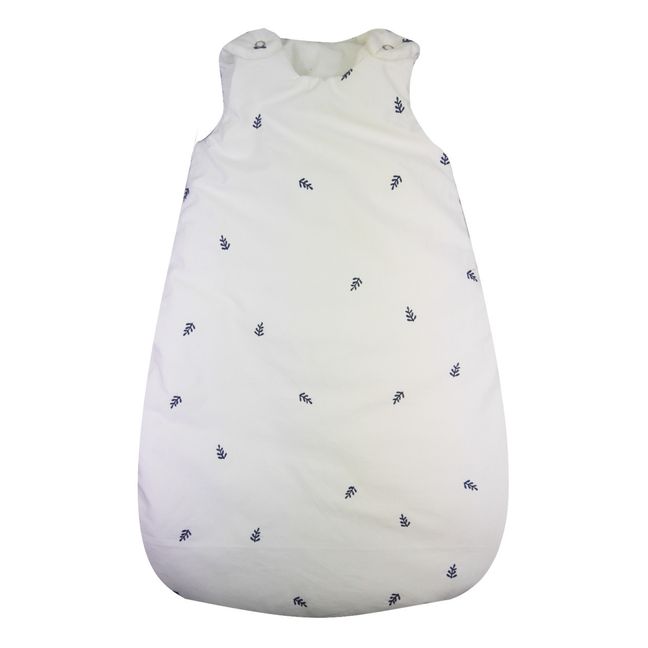 Bestickter Babyschlafsack Blatt aus Bio-Baumwolle | Weiß