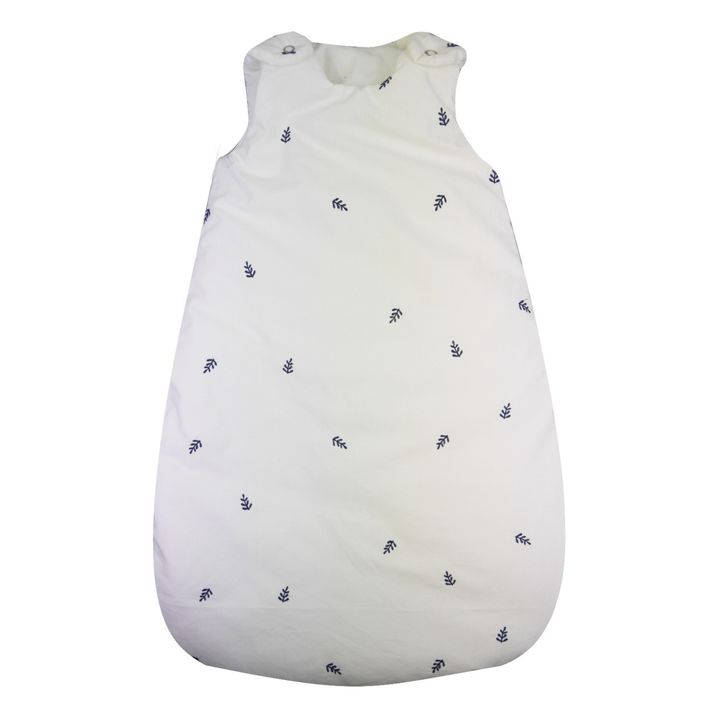 Bestickter Schlafsack Blatt aus Bio-Baumwolle | Weiß- Produktbild Nr. 0