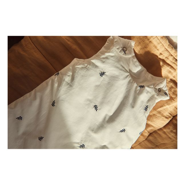 Saco de dormir de algodón orgánico con bordado de hojas | Blanco