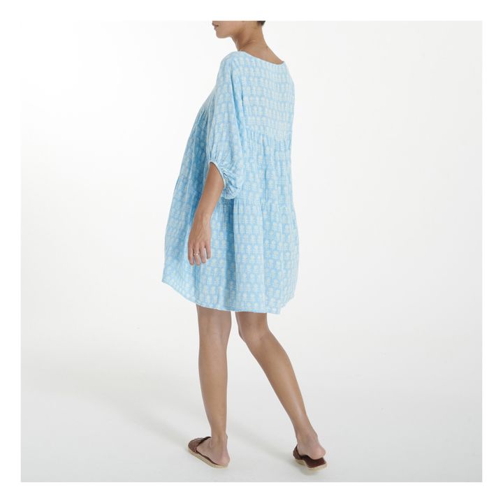 Nina Cotton Muslin Print Mini Dress  | Azul- Imagen del producto n°2