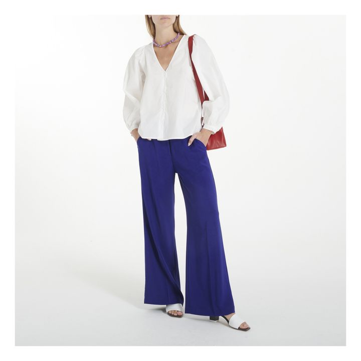 Mannish Viscose and Wool Trousers Electric Blue- Produktbild Nr. 1