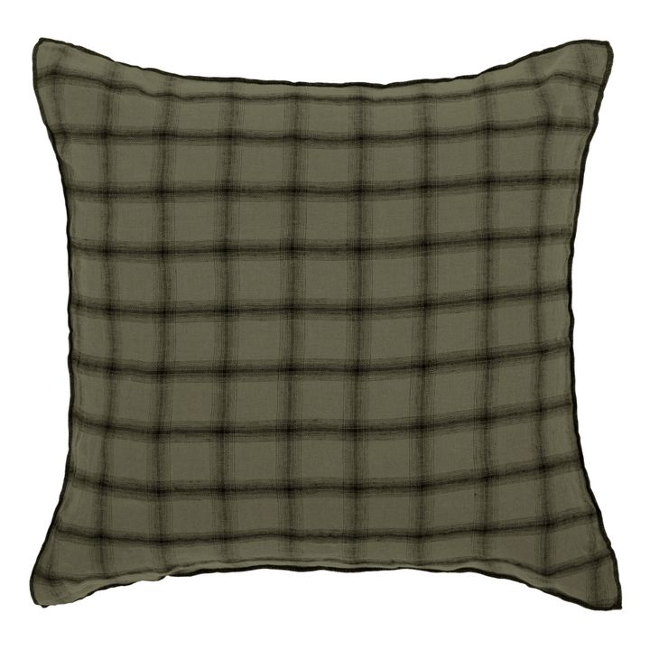 Funda de almohada de lino lavado Highlands | Verde Kaki- Imagen del producto n°0