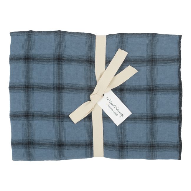 Highlands Washed Linen Pillowcase | Blu notte