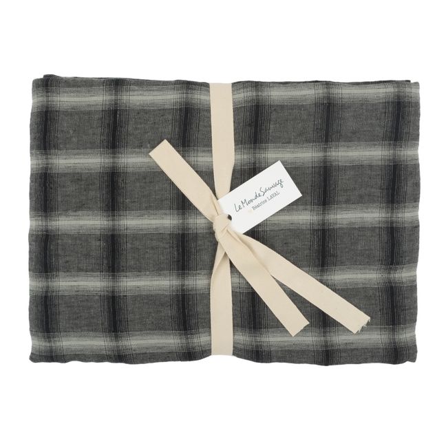 Taie d'oreiller Highlands en lin lavé | Gris foncé