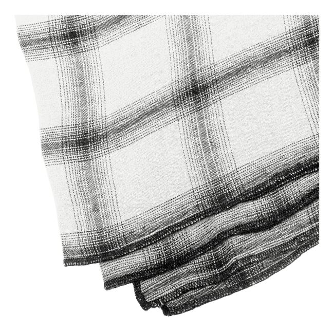 Highlands Checked Washed Linen Tablecloth Blanco