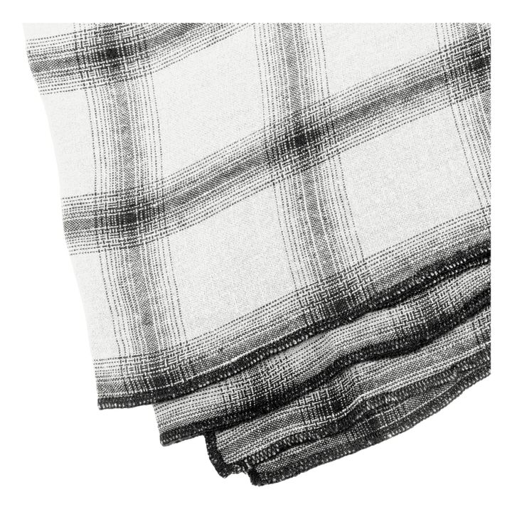 Highlands Checked Washed Linen Tablecloth | Blanco- Imagen del producto n°1