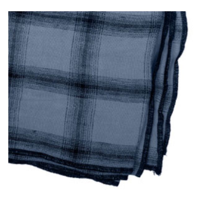 Highlands Checked Washed Linen Tablecloth | Azul Noche