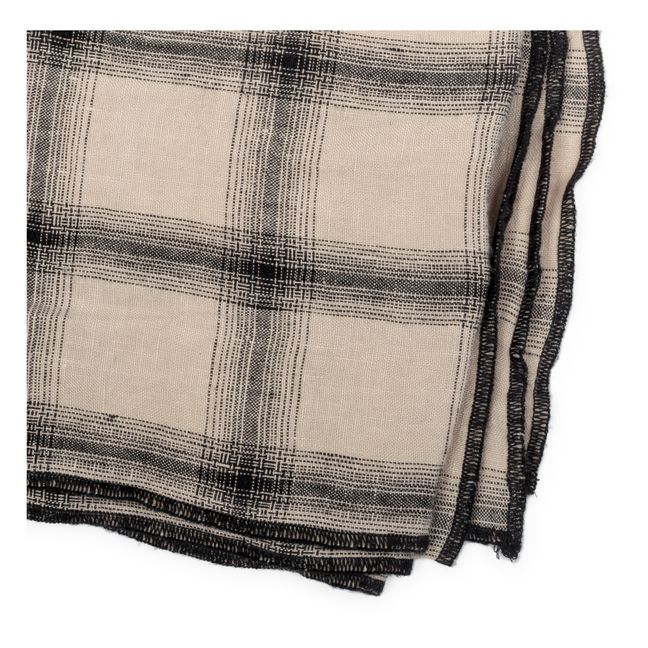 Highlands Checked Washed Linen Tablecloth Beige rosado