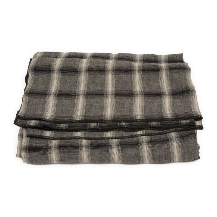 Highlands Checked Washed Linen Tablecloth | Dunkelgrau- Produktbild Nr. 0