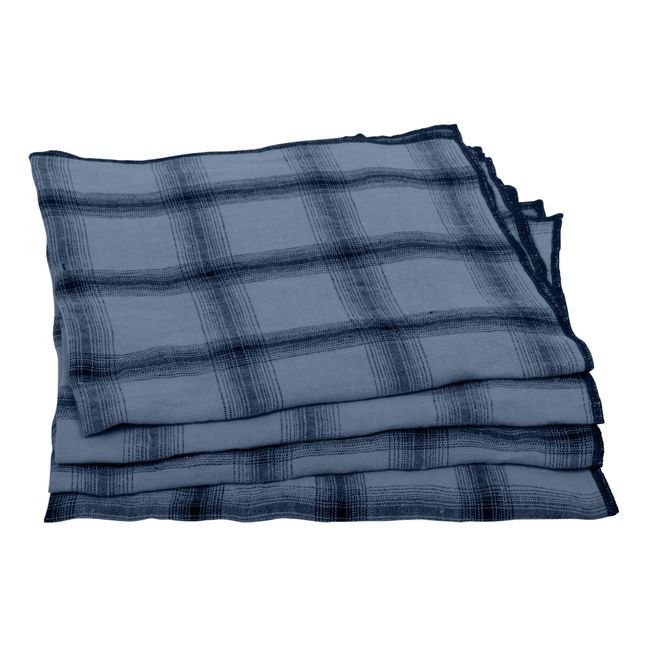 Serviettes de table Highlands en lin lavé - Set de 4 | Bleu nuit