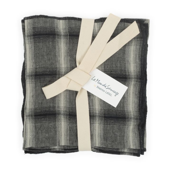 Highlands Washed Linen Napkins - Set of 4 | Dark grey- Product image n°3