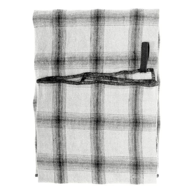 Highlands Checked Washed Linen Tea Towel | Blanco