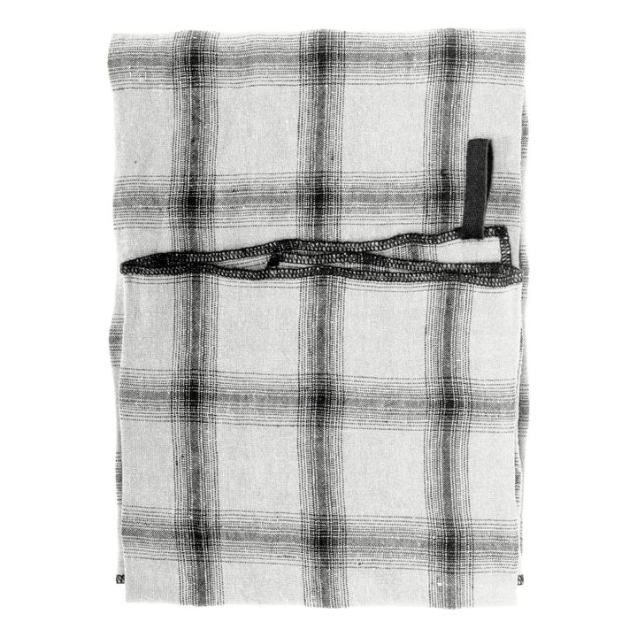Highlands Checked Washed Linen Tea Towel | Blanco- Imagen del producto n°0