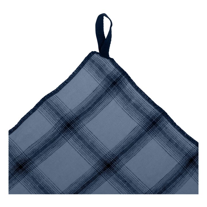 Highlands Checked Washed Linen Tea Towel | Azul Noche- Imagen del producto n°2