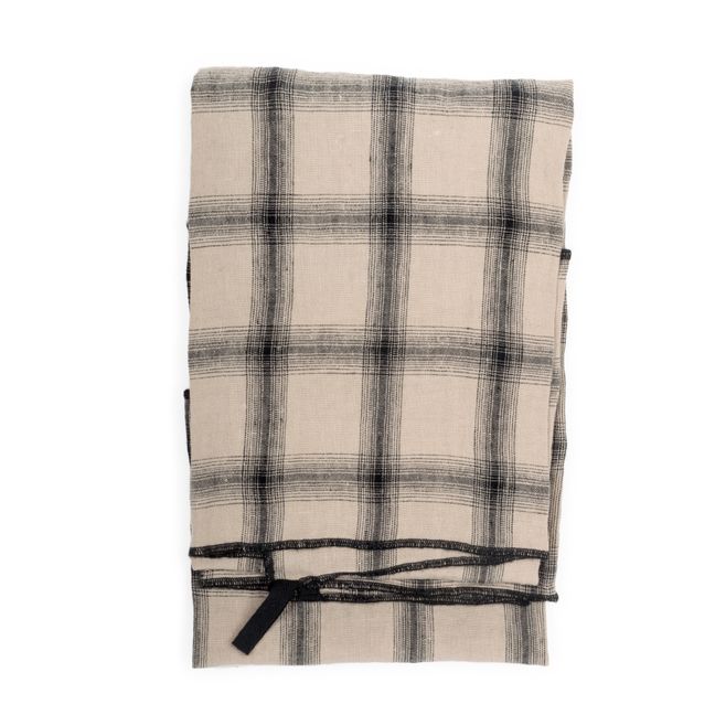 Highlands Checked Washed Linen Tea Towel | Beige rosado