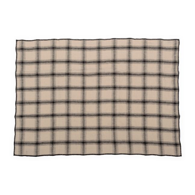 Highlands Checked Washed Linen Tea Towel | Beige rosato