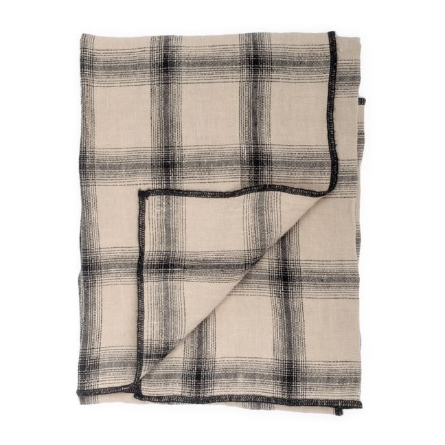 Highlands Checked Washed Linen Tea Towel | Beige rosato