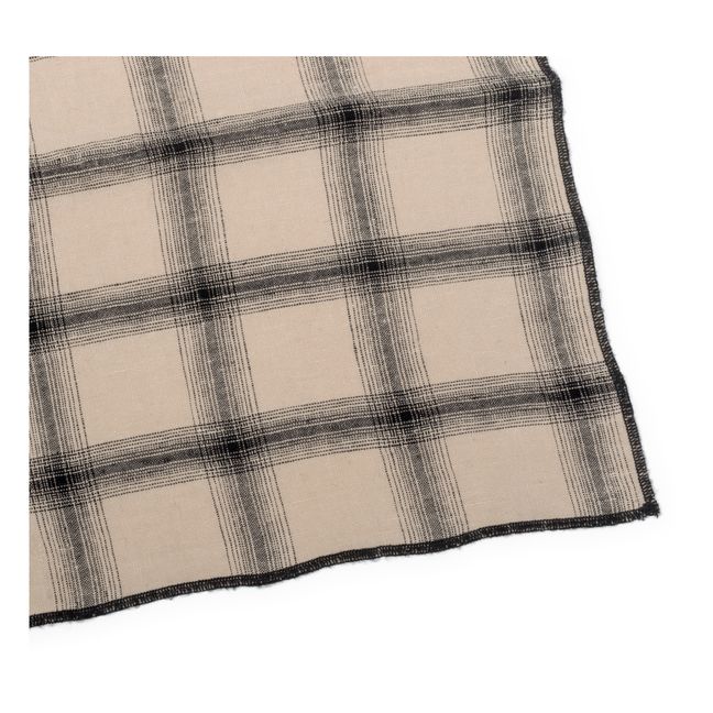 Highlands Checked Washed Linen Tea Towel Beige rosado