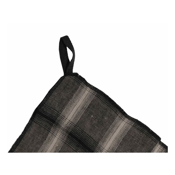 Highlands Checked Washed Linen Tea Towel | Dark grey- Product image n°2