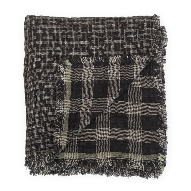 Inverness Waffle Linen Blanket | Schwarz