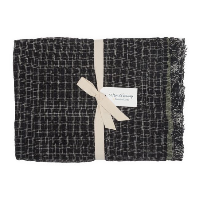 Inverness Waffle Linen Blanket | Black