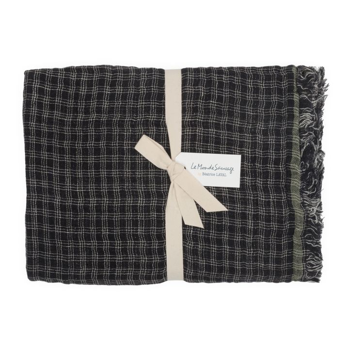 Inverness Waffle Linen Blanket | Negro- Imagen del producto n°2