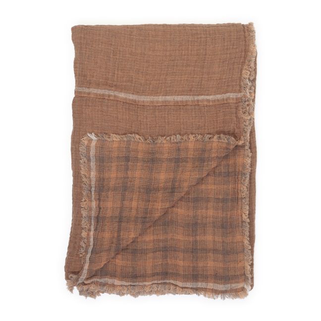 Inverness Waffle Linen Blanket | Rust