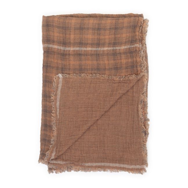Inverness Waffle Linen Blanket | Rostfarben