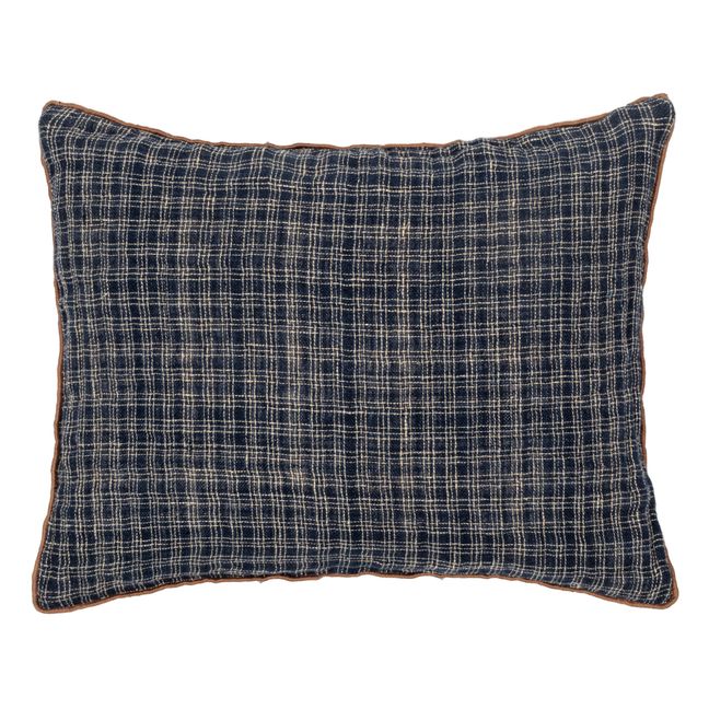 Coussin Inverness en lin gaufré | Bleu marine