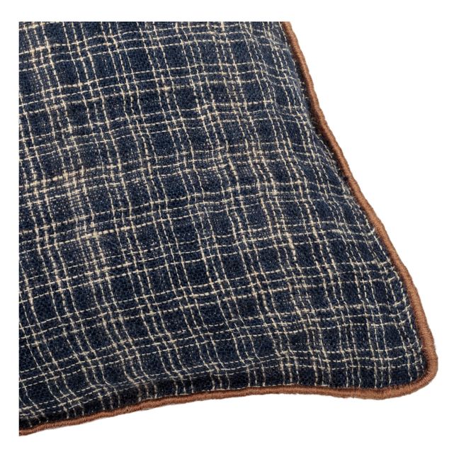 Inverness Waffle Linen Cushion | Navy blue