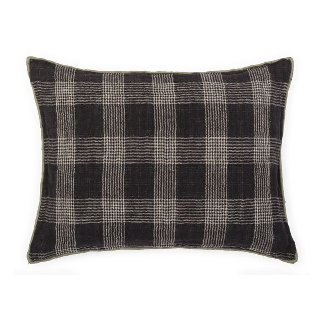 Inverness Waffle Linen Cushion | Schwarz