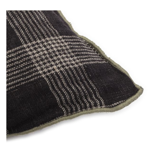 Inverness Waffle Linen Cushion | Schwarz