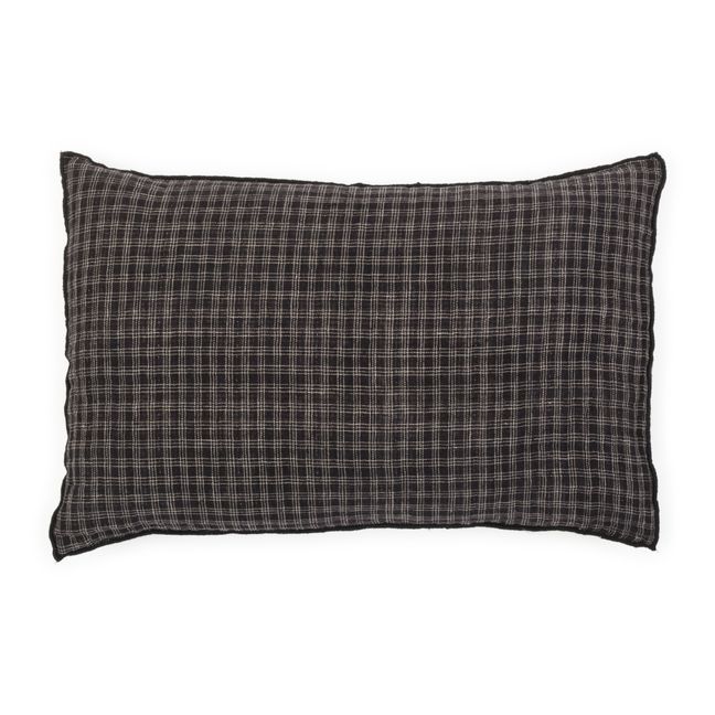 Inverness Waffle Linen Cushion | Schwarz