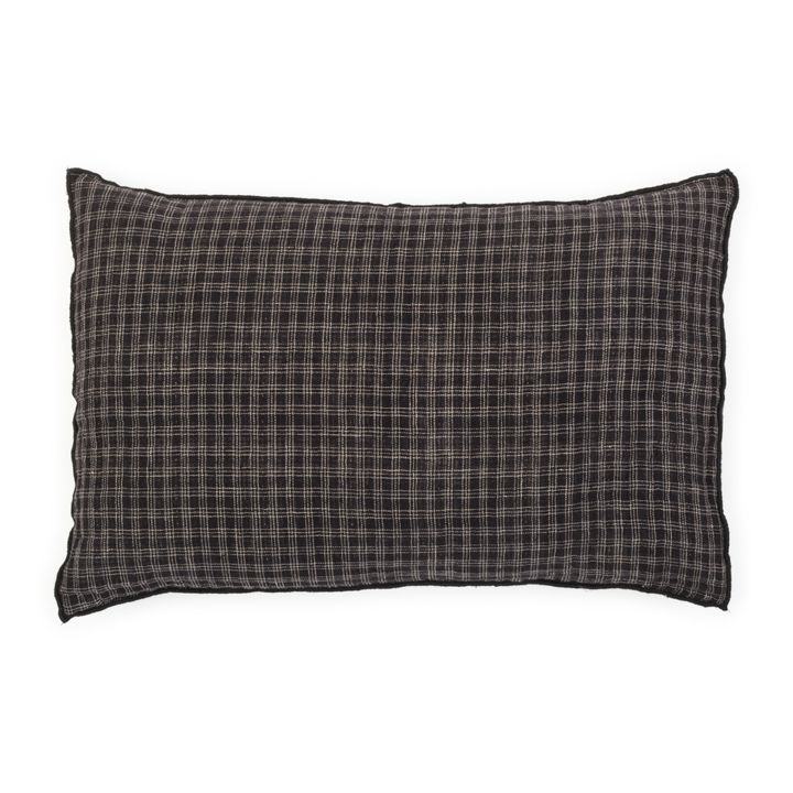 Inverness Waffle Linen Cushion | Negro- Imagen del producto n°2