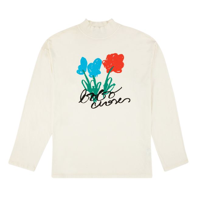 T-Shirt Coton Bio Fleurs - Collection Femme - Ecru