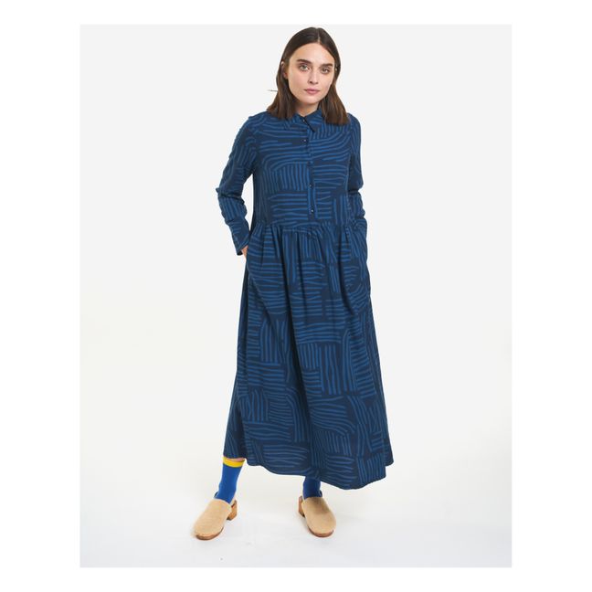 Striped Ecovero Viscose Dress - Women’s Collection - Azul Noche