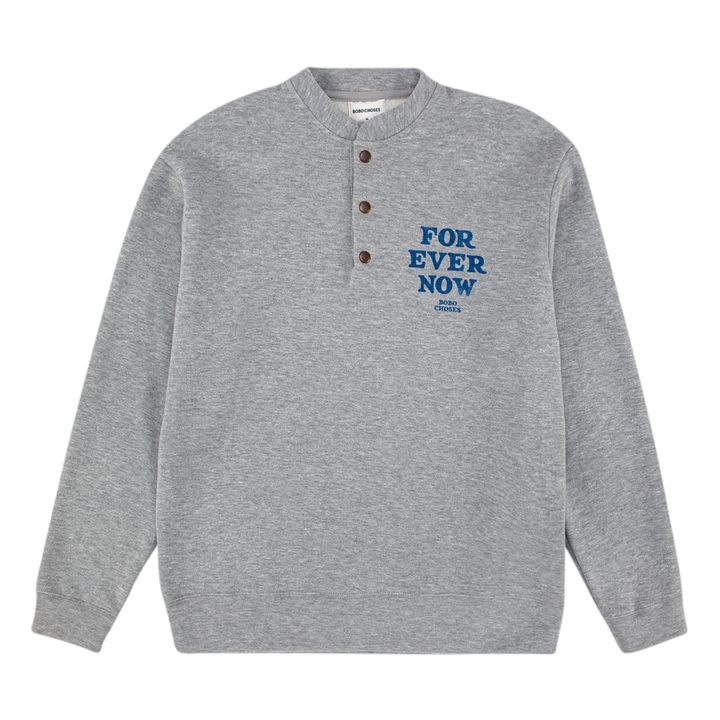 Organic Cotton Button-Up Collar Sweatshirt - Adult Collection - Heather grey- Product image n°0
