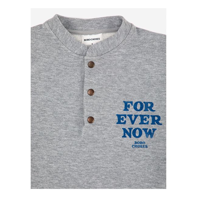 Organic Cotton Button-Up Collar Sweatshirt - Adult Collection  | Heather grey