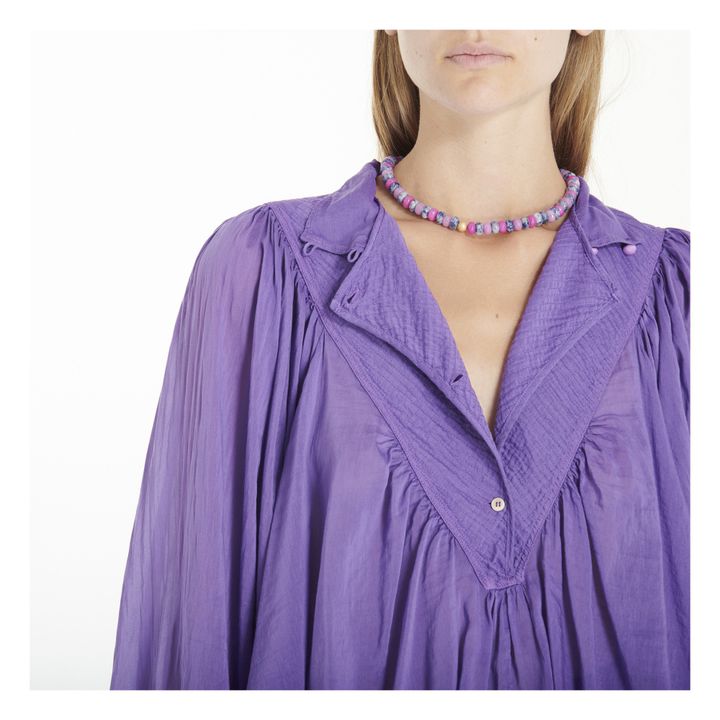 Bohemian Cotton and Silk Blouse Violett- Produktbild Nr. 2
