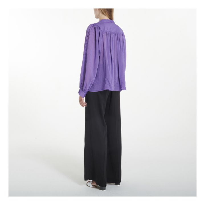 Bohemian Cotton and Silk Blouse Violett- Produktbild Nr. 3